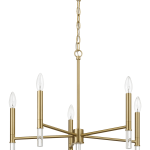 Courtyard Five Light Golden Brass Candle Light Chandelier 24"W × 17.75"H