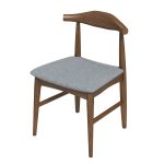 Damian Mid-Century Solid Wood Grey Dining Chair - Image 2