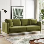 Danton Olive Green Velvet Sofa - Image 2