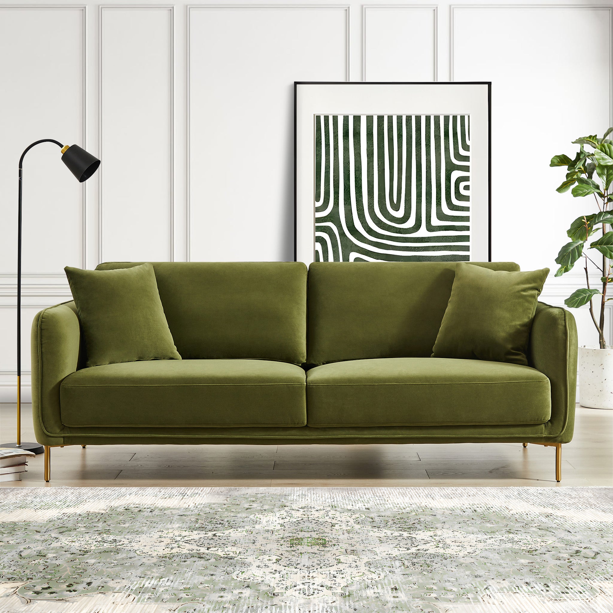 Danton Olive Green Velvet Sofa Danton Olive Green Velvet Sofa