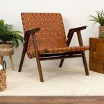 David Genuine Leather Teak Lounge Chair - Image 2