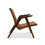 David Genuine Leather Teak Lounge Chair - Image 3