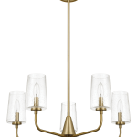 Dazzle Five Lights Chandelier With Clear Seeded Glass -Satin Brass