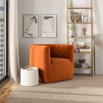Delaney  Burnt Orange Velvet Swivel Chair - Image 2