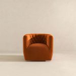 Delaney  Burnt Orange Velvet Swivel Chair - Image 3