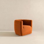 Delaney  Burnt Orange Velvet Swivel Chair - Image 4