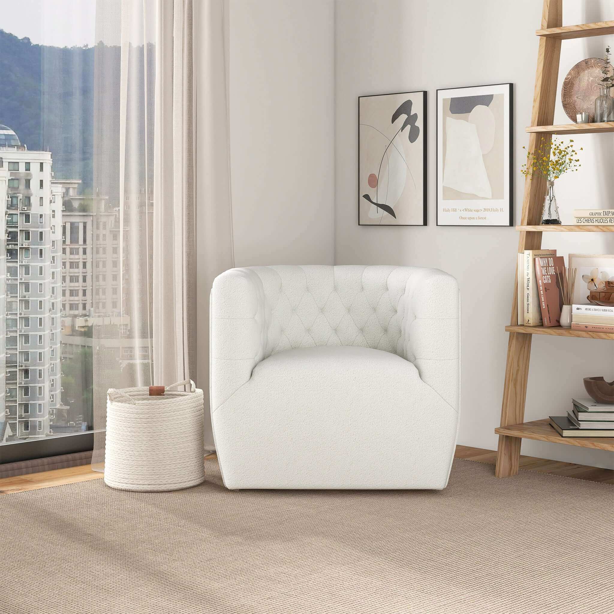 Delaney Cream Boucle Swivel Chair Delaney Cream Boucle Swivel Chair