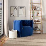 Delaney  Dark Blue Velvet Swivel Chair - Image 2