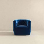 Delaney  Dark Blue Velvet Swivel Chair - Image 3