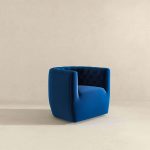 Delaney  Dark Blue Velvet Swivel Chair - Image 5