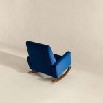 Demetrius  Dark Blue Velvet Solid Wood Rocking Chair - Image 4