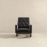 Demetrius  Dark Grey Fabric Solid Wood Rocking Chair - Image 3