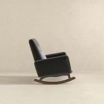 Demetrius  Dark Grey Fabric Solid Wood Rocking Chair - Image 4