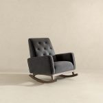 Demetrius  Dark Grey Fabric Solid Wood Rocking Chair - Image 5