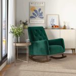 Demetrius Green Velvet Solid Wood Rocking Chair - Image 2