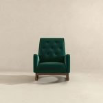 Demetrius Green Velvet Solid Wood Rocking Chair - Image 3