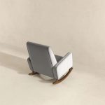 Demetrius  Light Grey Fabric Solid Wood Rocking Chair - Image 3