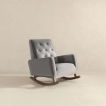 Demetrius  Light Grey Fabric Solid Wood Rocking Chair - Image 5