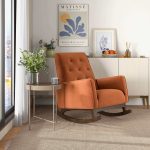 Demetrius  Orange Velvet Solid Wood Rocking Chair - Image 2