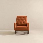 Demetrius  Orange Velvet Solid Wood Rocking Chair - Image 3
