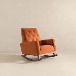Demetrius  Orange Velvet Solid Wood Rocking Chair - Image 4