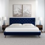 Dillon Blue Velvet Platform Bed (King Size) - Image 3