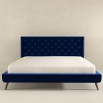 Dillon Blue Velvet Platform Bed (King Size) - Image 4