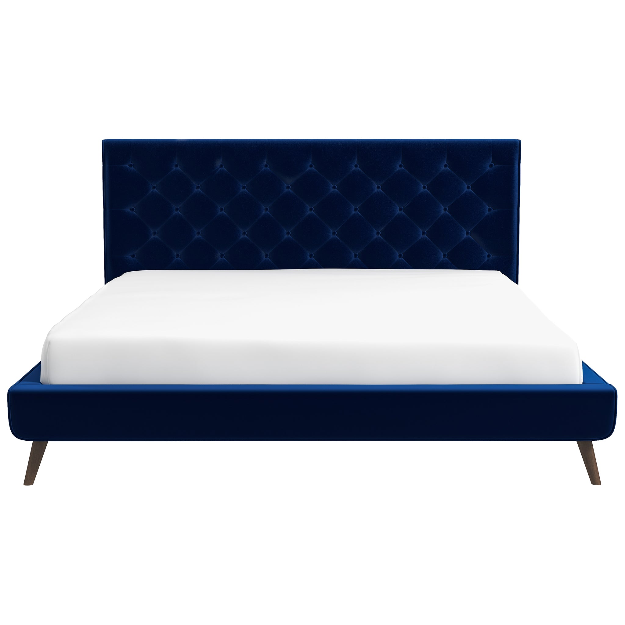 Dillon Blue Velvet Platform Bed (King Size) Dillon Blue Velvet Platform Bed (King Size)