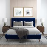 Dillon Blue Velvet Platform Bed (Queen Size) - Image 2