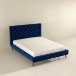 Dillon Blue Velvet Platform Bed (Queen Size) - Image 4