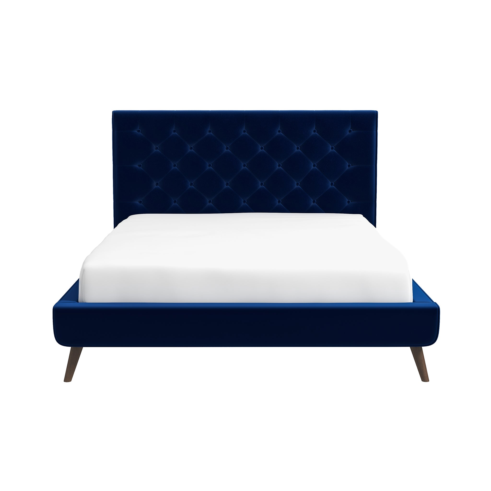 Dillon Blue Velvet Platform Bed (Queen Size) Dillon Blue Velvet Platform Bed (Queen Size)