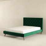 Dillon  Dark Green Velvet Platform Bed (Queen Size) - Image 3