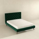 Dillon  Dark Green Velvet Platform Bed (Queen Size) - Image 4