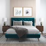Dillon  Teal Velvet Platform Bed(Queen Size) - Image 4