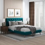 Dillon  Teal Velvet Platform Bed(Queen Size) - Image 5
