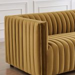 Dominic Channel Tufted Velvet Sofa - Image 4