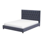 Donald Mid Century Modern Grey Velvet Platform Bed King - Image 3