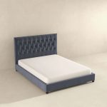 Donald Mid Century Modern Grey Velvet Platform Bed King - Image 5
