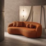 Drake Burnt Orange Japandi Style Curvy Boucle Sofa - Image 3