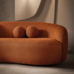 Drake Burnt Orange Japandi Style Curvy Boucle Sofa - Image 4