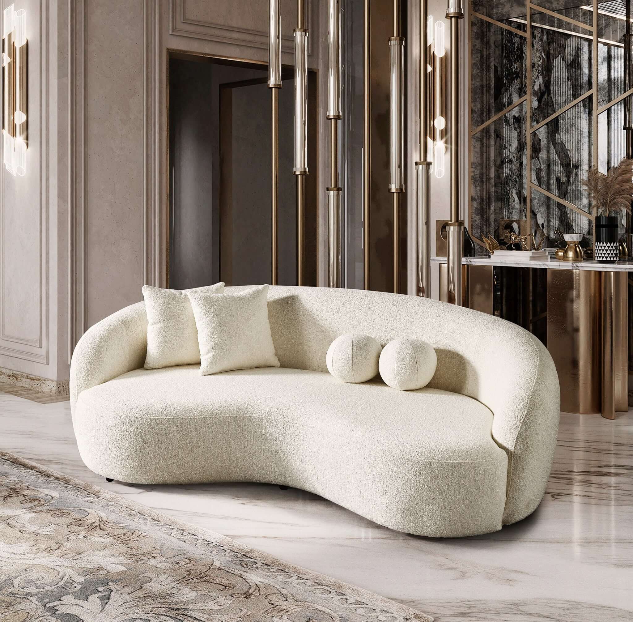 Drake Japandi Style Curvy Boucle Sofa Drake Japandi Style Curvy Boucle Sofa