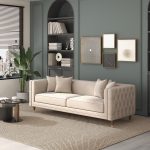 Edward Sofa (Light Cream Velvet) - Image 3