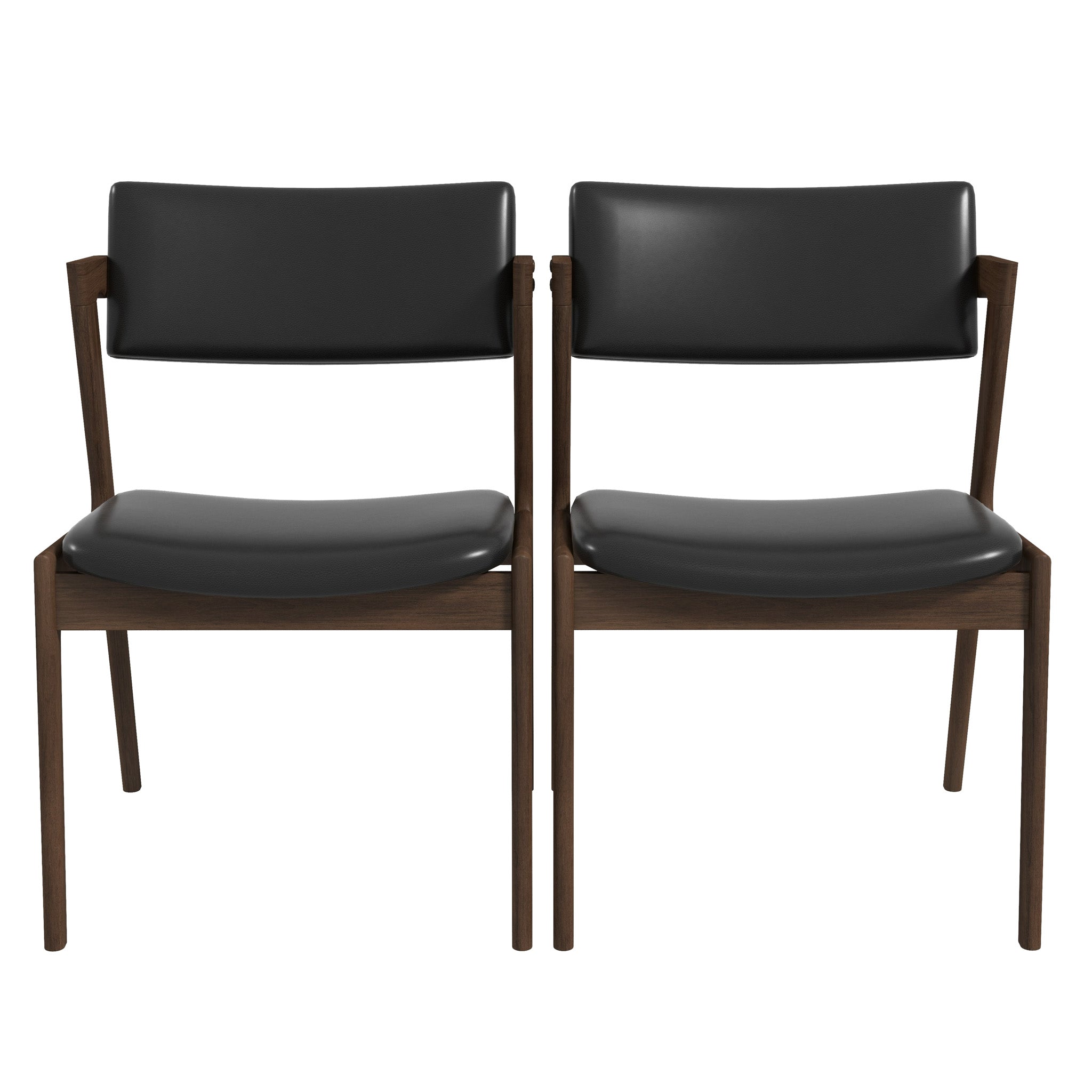 Edwin Mid Century Modern Black Vegan Leather Dining Chair (Set Of 2) Edwin Mid Century Modern Black Vegan Leather Dining Chair (Set Of 2)