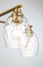 Elegance Five Lights Linear Arms with Golden Brass Finish Chain Chandelier 24"W × 8.5"H with Clear Water Glass - Image 5