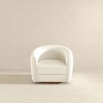 Elise Mid Century Modern Beige Boucle Swivel Chair - Image 3