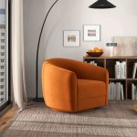 Elise Mid Century Modern Burnt Orange Velvet Swivel Chair - Image 2