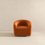 Elise Mid Century Modern Burnt Orange Velvet Swivel Chair - Image 3