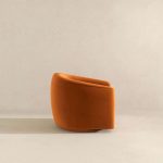 Elise Mid Century Modern Burnt Orange Velvet Swivel Chair - Image 5