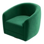 Elise Mid Century Modern Dark Green Velvet Swivel Chair - Image 2