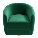 Elise Mid Century Modern Dark Green Velvet Swivel Chair - Image 3